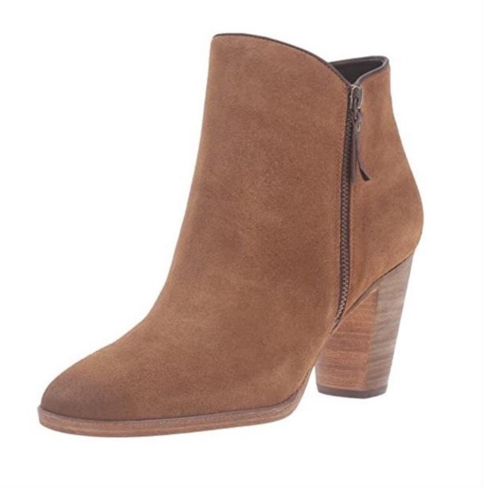 Cole Haan Hayes Double Zip Suede Brown Ankle Bootie